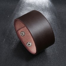 23CM Tarzı NO.82321 Beden Zorcvens Punk Vintage Siyah Kahverengi Gerçek Hakiki Inek Derisi Şanslı Geniş Büyük Bilezik Bileklik Unisex Erkek Kadın Takı (Yurt Dışından)