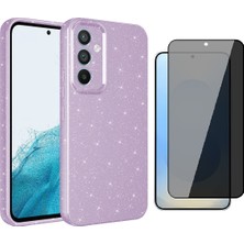 Vendas Samsung Galaxy S24 Fe Kılıf Kamera Korumalı Simli Lüks Koton Kapak + Hayalet Ekran Koruyucu