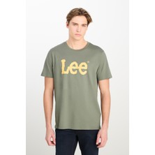 Lee %100 Pamuk Regular Fit Normal Kesim Bisiklet Yaka Haki Tişört