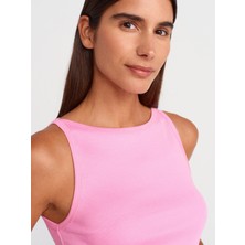 21048 Halter Yaka Top-Pembe