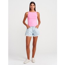 21048 Halter Yaka Top-Pembe