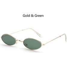 Xifu Shop C Altın Yeşil Moda Retro  Dikdörtgen  Renkli UV400 Metal Çerçeve Net Lens Punk   (Yurt Dışından)