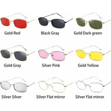 Xifu Shop C Altın Yeşil Moda Retro  Dikdörtgen  Renkli UV400 Metal Çerçeve Net Lens Punk   (Yurt Dışından)