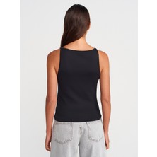21048 Halter Yaka Top-Siyah