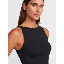 21048 Halter Yaka Top-Siyah