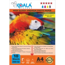Koala Papers Canon Yazıcılar Için  Premium Parlak Çift Taraflı Double Side A4 Fotoğraf Kağıdı 260 Gr. 10 Adet