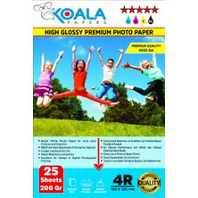 Koala Papers Brother Yazıcılar Için Evertday Premium Parlak 10X15CM Fotoğraf Kağıdı 200 Gr. 25 Adet