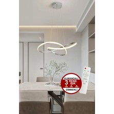 Porto Model Krom Sarkıt 3 Renk Dimmerlı Kumandalı Salon Mutfak Oturma Yatak Odası Modern LED Avize