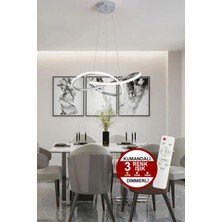 Porto Model Krom Sarkıt 3 Renk Dimmerlı Kumandalı Salon Mutfak Oturma Yatak Odası Modern LED Avize