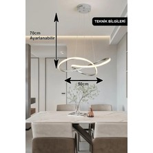 Porto Model Krom Sarkıt 3 Renk Dimmerlı Kumandalı Salon Mutfak Oturma Yatak Odası Modern LED Avize