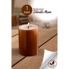 1 Adet Silindir Dekoratif Kokusuz Kahverengi Mum- Hediyelik Blok Mum