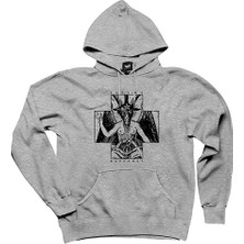 Baphomet Save Me Gri Kapşonlu Sweatshirt Hoodie