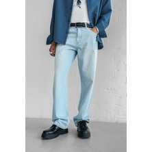 Erkek Baggy Fit Jean Açık Mavi