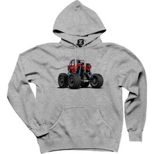 Jeep Canavar Kamyon Gri Kapşonlu Sweatshirt Hoodie