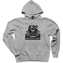 Bmw E30 Sketch Gri Kapşonlu Sweatshirt Hoodie