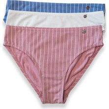 Kom Stripe 3'lü Kadın Bikini Külot