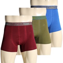 Kenn Paul 3'lü Erkek Düz Gri Ton Pamuk Boxer Fitted