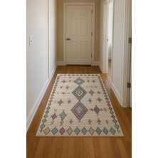 İstanbul Outlet Center 70 x 140 Bohem Etnik Desenli Dijital Yolluk – Renkli Geometrik Desen, Kaymaz Taban, Silinebilir