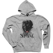 Dr. Strange Head Gri Kapşonlu Sweatshirt Hoodie