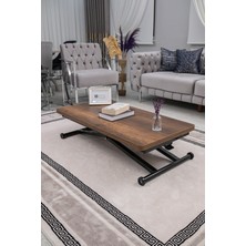Sehpam Akıllı Home Üst Tabla Mdf Barok Ceviz  Oval Köşe Alt Ayak Siyah