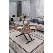 Sehpam Akıllı Home Üst Tabla Mdf Barok Ceviz  Oval Köşe Alt Ayak Siyah
