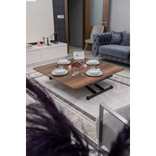 Sehpam Akıllı Home Üst Tabla Mdf Barok Ceviz  Oval Köşe Alt Ayak Siyah