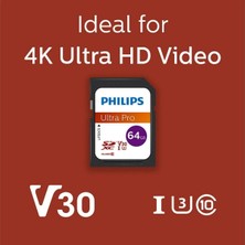 Philips Ultra Pro 64 GB Class 10 Uhs-I U3 V30 4K Uyumlu Sdxc Hafıza Kartı