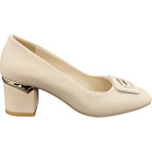 Ventes 222522Z Küt Burun Taş Toka Detaylı 6 cm Kalın Topuklu Kadın Şık Topuklu Ayakkabı