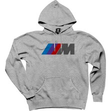 Bmw M Power Logo Gri Kapşonlu Sweatshirt Hoodie