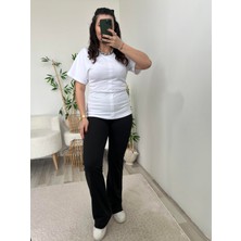 Dilvin Beyaz Yanları Büzgülü Bluz