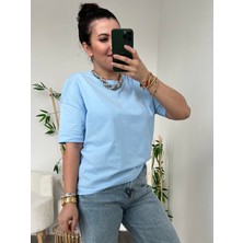 Dilvin Mavi Basic Tişört