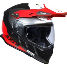 J34 Pro Outerspace Mat Titanium- Beyaz-Kırmızı Cross Kask