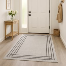 70 x 140 Dijital Baskılı Modern Çerçeve Desenli Yolluk – Gri Zeminli, Kaymaz Taban, Silinebilir Minimal Halı
