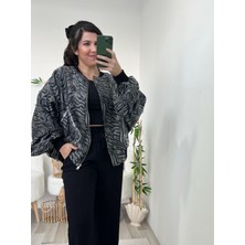 Siyah Organze Lüx Kalite Bomber Ceket