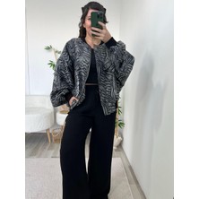 Siyah Organze Lüx Kalite Bomber Ceket