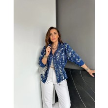 Qimene Kadın Iri Cepli Beli Büzgülü Bol Yakalı Varaklı Oversize Mont