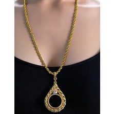 Helios Yarım Altın Çerçeveli Kolye (Altın Kaplama)