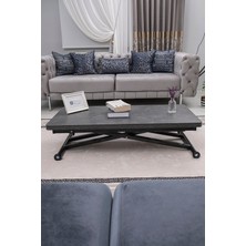 Sehpam Akıllı Home Üst Tabla Mdf Kartal Oval Köşe Alt Ayak Siyah
