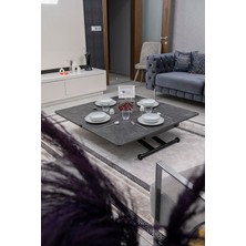 Sehpam Akıllı Home Üst Tabla Mdf Kartal Oval Köşe Alt Ayak Siyah