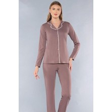 Alperi Boydan Düğmeli Uzun Kol Gömlek Pijama Takımı Alperi 79-112