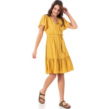 Dowry Dokuma Yazlık Tunik Elbise Kemerli Dowry 11-10