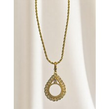 Téona Yarım Altın Çerçeveli Kolye (Altın Kaplama)