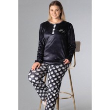 Dowry Büyük  Beden Battal Kadife Uzun Kol Pijama Takımı Flz B09-153