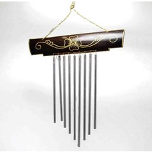 Desenli Bambulu Metal Rüzgar Çanı