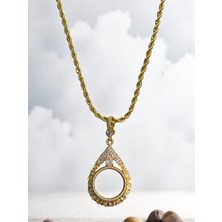 Elua Çeyrek Altın Çerçeveli Kolye (Altın Kaplama)