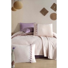 Butik Tek Kişilik Püsküllü Pike Takımı Bohamline V8 Taş Rengi