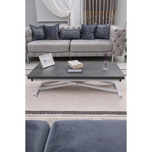 Sehpam Akıllı Home Üst Tabla Mdf Kartal Oval Köşe Alt Ayak Beyaz