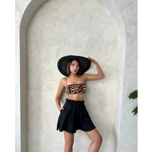 Kadın Rahat Volanlı Bağcık Aksesuarlı Şort