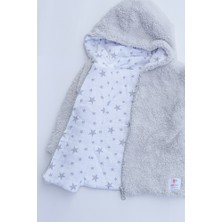 x Ipek Atlas Kız Erkek Bebek Çocuk Peluş Kapüşonlu Ceket