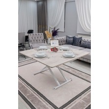 Sehpam Akıllı Home Üst Tabla Mdf Lizbon Oval Köşe Alt Ayak Beyaz
